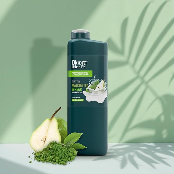 Dicora Urban Fit Purifying Shower Gel - Body Wash Women and Men - Gentle Moisturizing Body Wash with Soft Fragrance - Matcha Tea and Pear - 25.4 oz