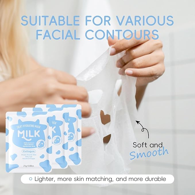 Milk Skincare Set 11-in-1 for Kids & Teens Girls, Gentle Milk Extract Face Care Kit with Cleanser, Eye Cream, Sunscreen, Toner, Serum, Face Moisturiser, Masks, Exfoliating Scrub, Makeup Bag (Set A)