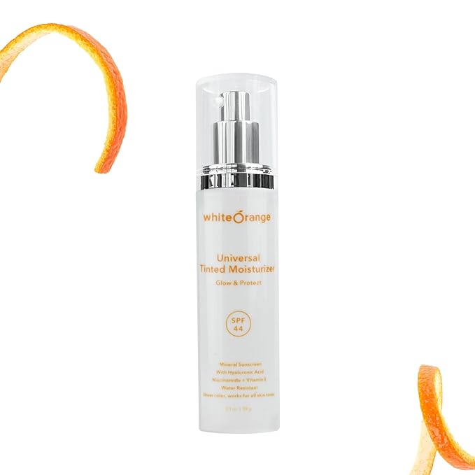 White Orange Premium Tinted Moisturizer with SPF 44 Universal Tint All-in-One Mineral/Physical Face Sunscreen for All Skin Types Broad Spectrum Protection Against UVA/UVB Dermatologist Tested, 3PK
