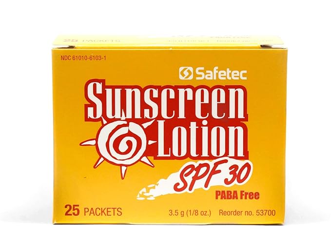 Safetec Sunscreen, 3.5 g. (.123 oz.) Pouch 25ct. Box (24 Boxes/case) SPF 30