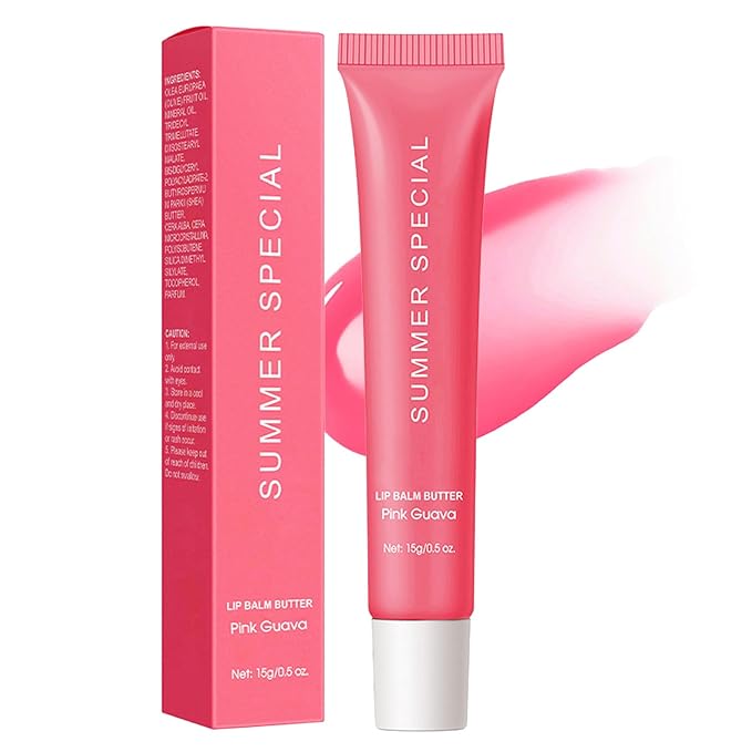 Summer Special Lip Butter Nourishing Hydration Lip Gloss with Shea Butter & Olive Oil Soothes Dry Lips and Lip Care Lip Balm with Natural Tint & Gloss Effect Lip Stain Guava