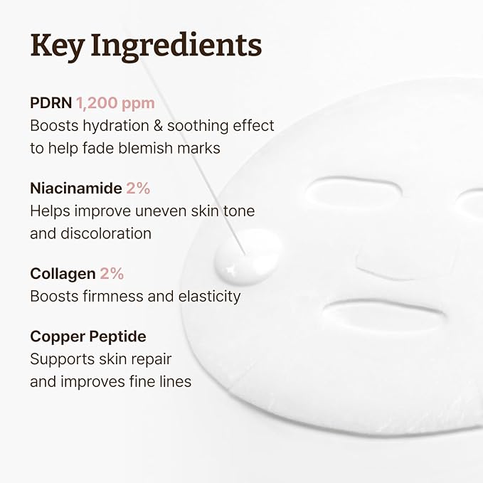 Dr. Reju-All Advanced PDRN Rejuvenating Mask - Face & Neck Korean Sheet Mask with 1,200 ppm PDRN, Collagen & Copper Peptides - Hydrating & Soothing, Skin Repair (1.2 Fl Oz x 4EA)