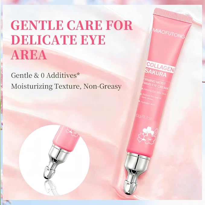 Collagen Sakura 6 Piece Skincare Set Cleanser Toner Moisturizing Lotion Hydrating Serum Firming Eye Cream Face Cream Comes with a make-up Bag Hydrating & Moisturizing for Fall & Winter