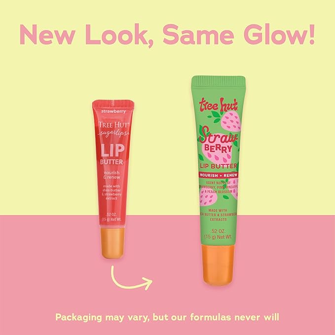 Tree Hut Strawberry Sugarlips Lip Butter, Hydrating Lip Care for Soft, Smooth & Nourished Lips, 0.52 fl oz