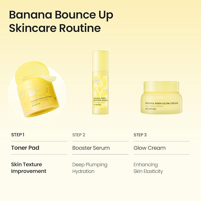 SKINFOOD Banana 3rd Gen PDRN Silky Toner Pads, Instant Hydration Skin Prep for Makeup, Dual Textured Gel & Gauze Exfoliating Cotton Facial Toner Pads, Vitamin A & C Vegan Korean Skincare (60 Counts)