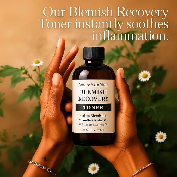 Nature Skin Shop Blemish Recovery Toner with Tea Tree & CICA - 4.5 Ounces - Facial Tonic for Acne Prone, Oily & Sensitive Skin - Calms Redness & Soothes Post-Blemish Irritation - Alcohol-Free