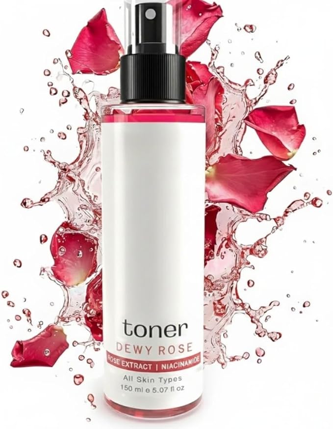 Dewy Rose Toner/Formulated with Rose De Mai, Niacinamide & Vitamin B5/ Radiant & Rejuvenated Skin/Pore Tightening Toner (150Ml).