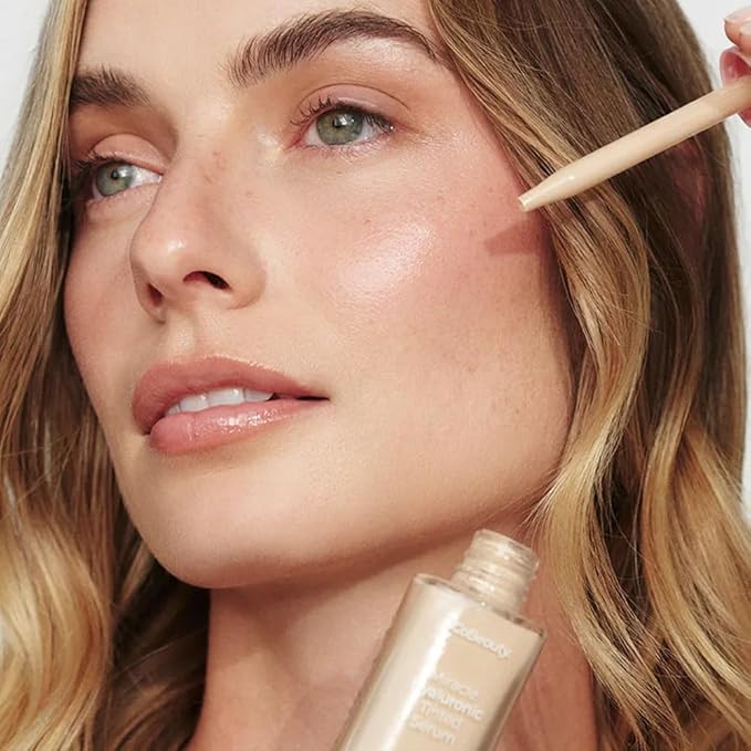 MCoBeauty Miracle Hyaluronic Tinted Serum 3-4 Light Medium - Hydrating Skin Tint Foundation with Hyaluronic Acid Ginseng - Buildable Sheer to Medium Coverage Dewy Finish - Vegan Cruelty Free Makeup