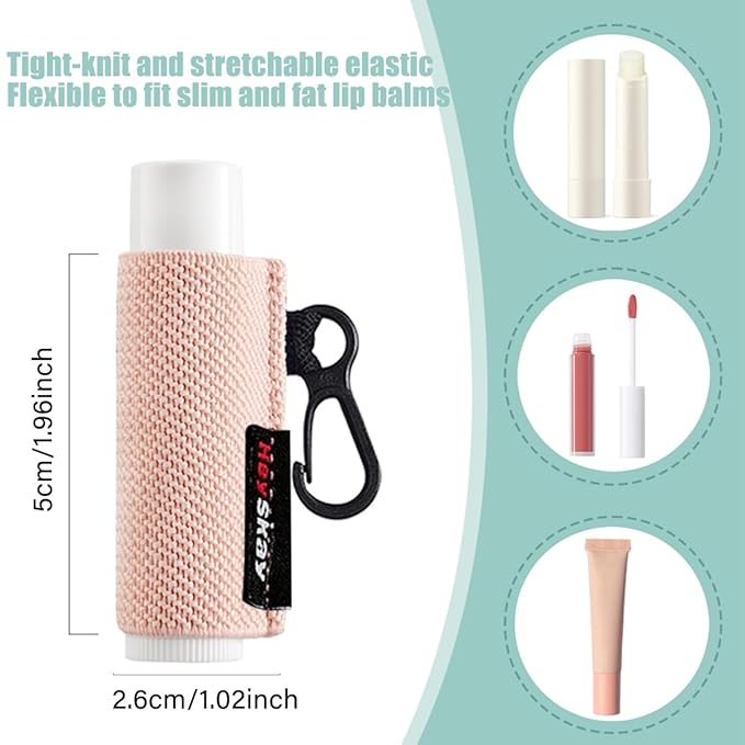HEYSKAY 3PCS Lip Balm Holder Sleeves Keychain Lipstick Sleeves Lip Gloss Holder Keychain Chapstick Elastic Sleeves(Blackx3)