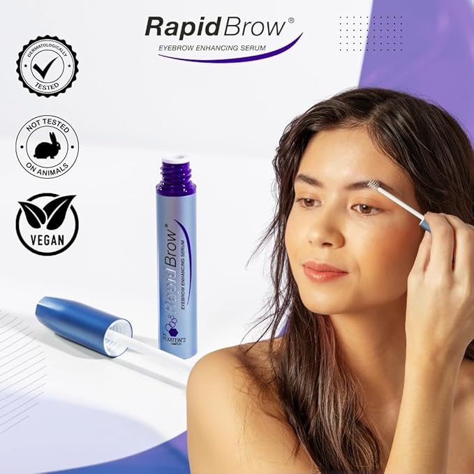 rapidBrow Eyebrow Enhancing Serum 3 mL - Hydrating Hair Serum for Visibly Thicker-Looking Brows with Hexatein 2 Complex