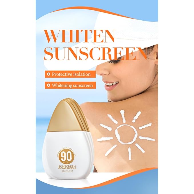 TiaoBug 60g Lightweight Sunscreen for Women Girls UV Protection Face Cream Non Greasy Sunblock Moisturizing Smooth Texture Daily Use Gold One Size