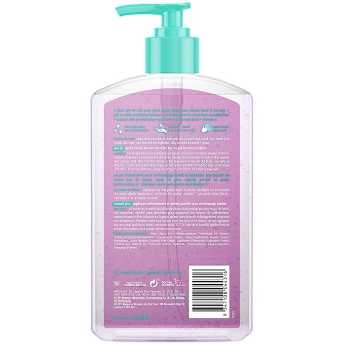 b.tan Dark Clear Self Tan Gel | Glow Your Own way, Low Key Glow - Transfer-Resistant Sunless Tanning Gel, Gradual Darker Bronze, Packed with Hyaluronic acid & Vitamin C, 16 Fl Oz