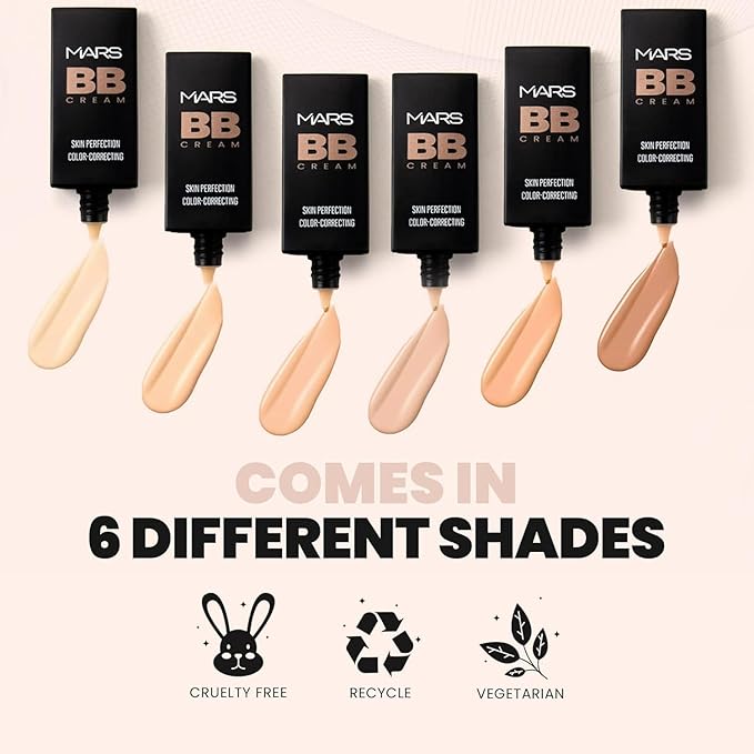 MA-RS B.B Cream Lightweight Foundation | Blendable BB Cream for Women | Colour Correction for All Skin Types (30 ml) (01-FAIR)
