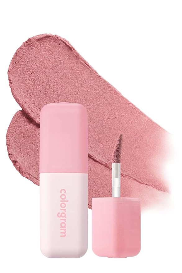 COLORGRAM NUDE BLUR TINT 14 MELLOW STRAWBERRY | K-Beauty Makeup, Soft-Focus Matte Lip Stain, 2-in-1 Lip & Cheek | Lightweight Blurring Tint for a Smooth & Airbrushed Finish, Non-Sticky Formula