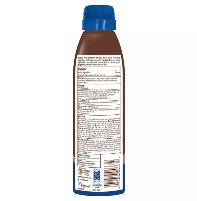 Banana Boat Protective Tanning Dry Oil Clear Spray Sunscreen SPF 15, 6oz, Pack of 3