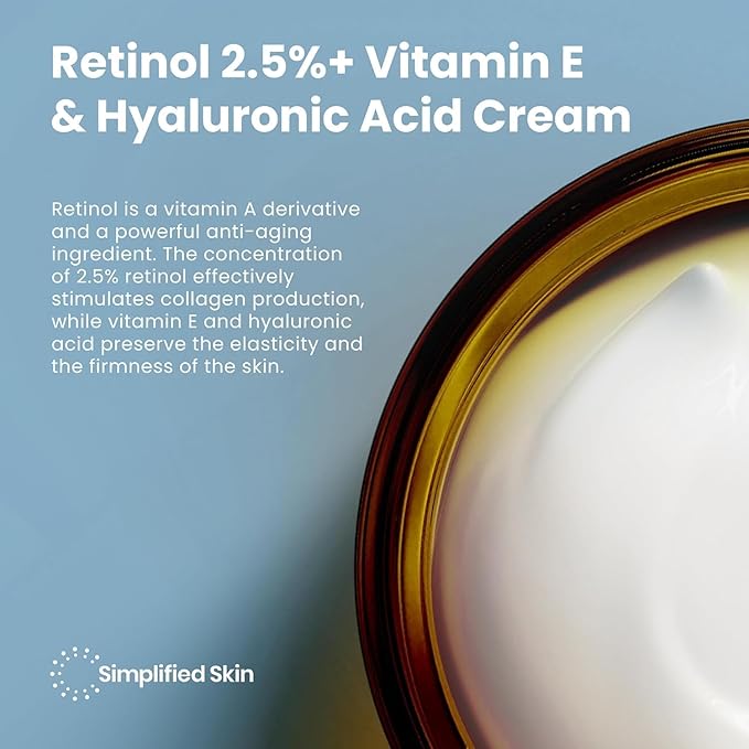 Retinol Cream for Face (2-Pack) – 2.5% Retinol Moisturizer for Fine Lines, Firming & Collagen Boost – Anti-Aging Night Wrinkle Cream with Hyaluronic Acid – 1.7 Oz