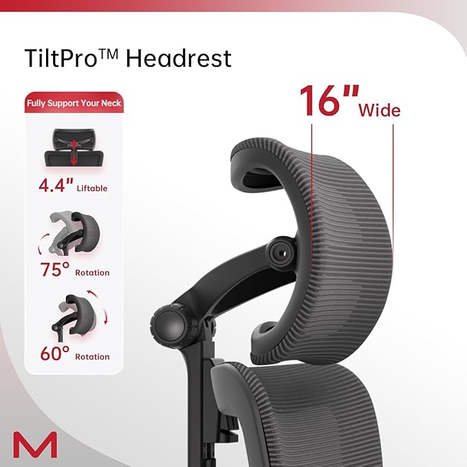 S3P Ergonomic Office Chair with High-Density Foam Seat & VTS Sliding Backrest - High Back Desk Chair with 150° Recline, 3D Cantilever Headrest, Adaptive Lumbar Support for Home Office