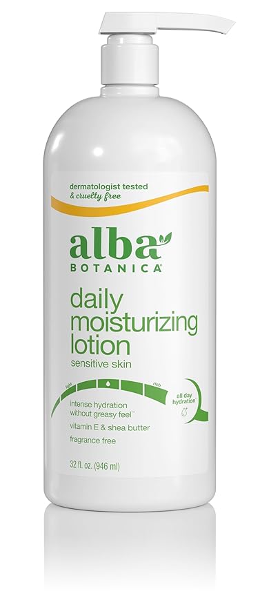 Alba Botanica Daily Moisturizing Lotion, Sensitive Skin, Fragrance Free, 32 Oz (Packaging May Vary)