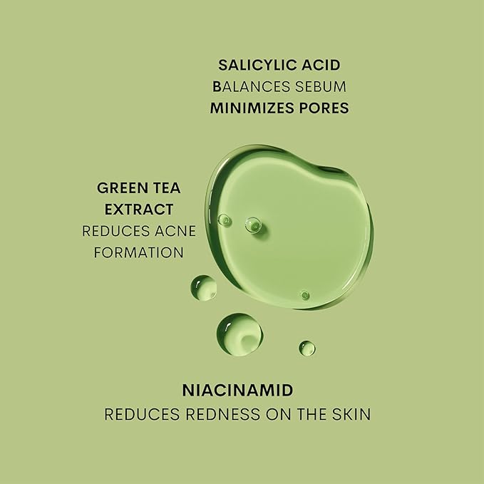 Salicylic Acid BHA Toner for Face – Niacinamide, Green Tea & Willow Bark | Acne & Blackhead Control Toner for Oily, Acne-Prone Skin | Pore Cleansing, Sebum Balance, Even Skin Tone | 6.76 fl. oz