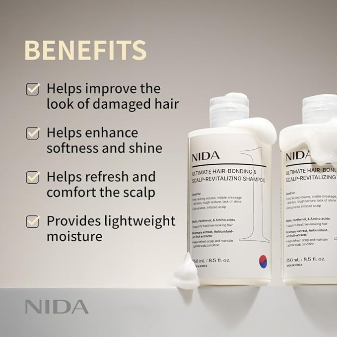 NIDA Ultimate Hair-Bonding & Scalp-Revitalizing Shampoo | Leaves Hair Feeling Soft, Strengthens & Nourishes All Hair Types | 8.5 fl. oz., 250ml