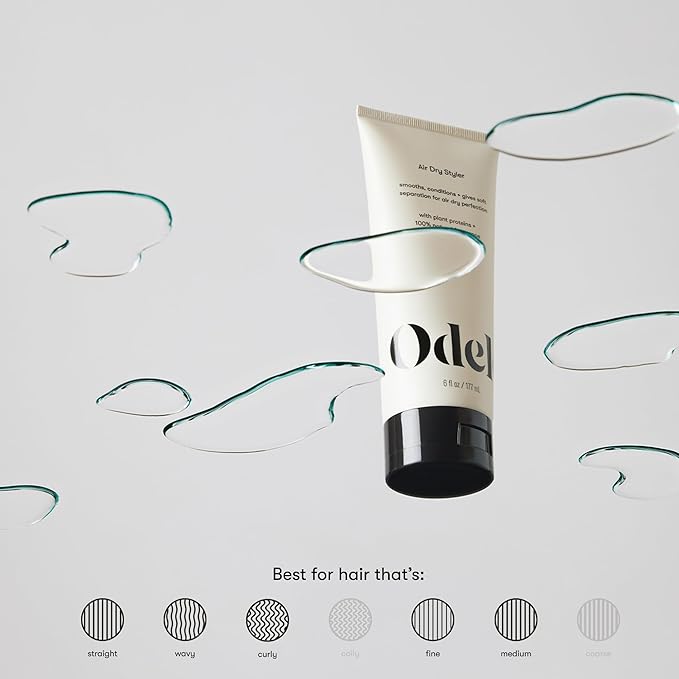 Odele Air Dry Styler, No-Heat Styling Gel to Smooth Frizz, Define and Condition Strands, for Straight, Wavy, and Curly Hair Types, 6 oz