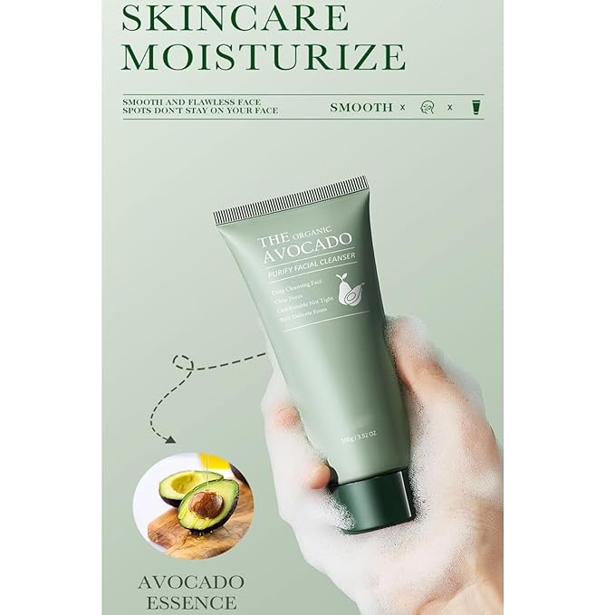 Avocado Skin Care Set, 10 Pcs Skincare Gift Set For Teen Girls & Women, Moisturizing & Revitalizing Facial Skin Care Kit with Cleanser, Toner, Serum, Eye Cream, Cream, Lip Mask & Face Mask
