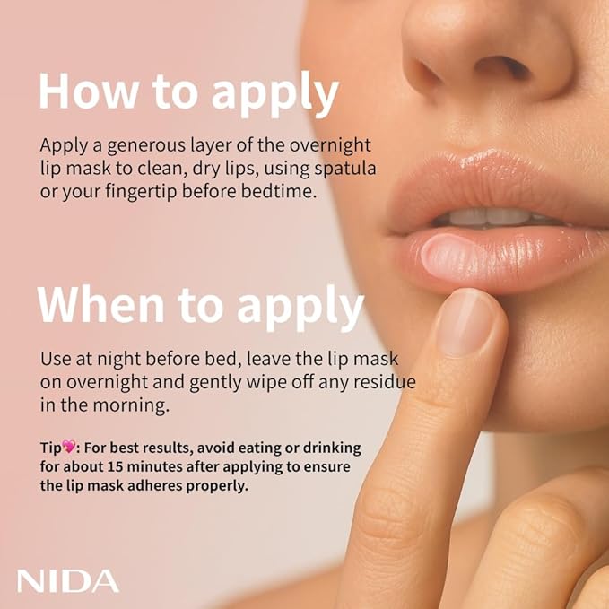 NIDA Overnight Lip Mask - Very Berry | Intense Hydration & Plumping Sleeping Mask for Dry, Chapped Lips | 0.7 oz., 20g