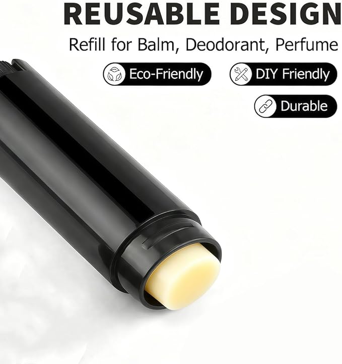50Pcs 4.5g Oval Lip Balm Tubes Empty Plastic Black Lipstick Container Lip Gloss Pipe Bottle with Twist Bottom and Top Cap for Homemade Lip Balm DIY Deodorant