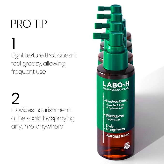 LABO.H Scalp Strengthening Spray - Korean Scalp Reviatlizing Serum for Hair Growth & Anti-Loss | Vegan| Instant Cooling & Soothing with Rosemary and Peppermint Oil | Thicker-Looking Hair, 3.38 Fl oz.