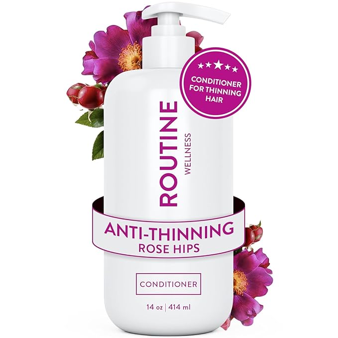 Routine Wellness Anti-Thinning Deep Conditioner for Thinning Hair to Reduce Breakage - CLINICALLY TESTED Formula with DHT Blockers Saw Palmetto, Nettle Oil - Rose Hips Conditioner