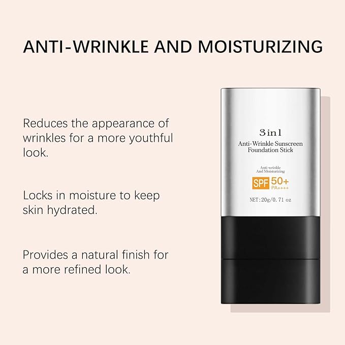 Foundation Stick with Brush, SPF 50, Hydrating Anti Wrinkle Non-Sticky Matte Finish Sun Protection for Face and Body, Long-lasting Travel Size Korean Skin Care Sun Stick (Dark, 0.71oz)