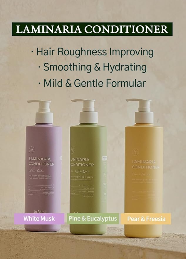 laferme Laminaria Conditioner with Organic Ingredient, Damaged Hair Care Korean Conditioner, Hydrating & Smoothing, Anti-Frizz, Sulfate & Paraben Free, for Women & Men, 16.9 Fl Oz, Pear & Freesia