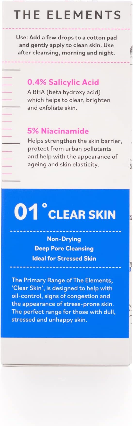 The Elements Skin Clarifying Toner, an Ultra-Hydrating Face Toner Formulated with Salicylic Acid and Niacinamide, 100ml