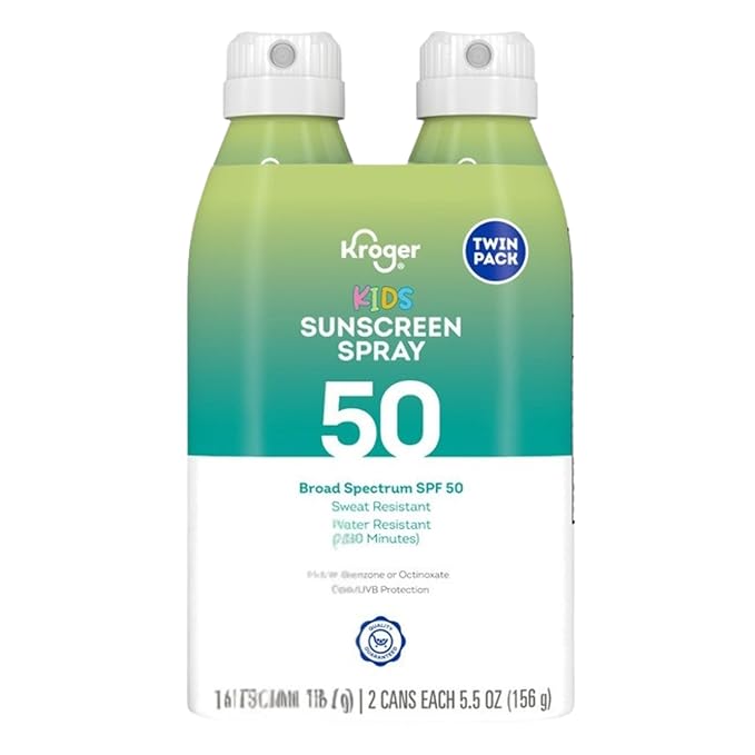 Kids Sunscreen Spray SPF 50, Broad Spectrum UVA/UVB Protection, Water Resistant 80 Minutes, Continuous Spray, Twin Pack, 2 x 5.5 oz