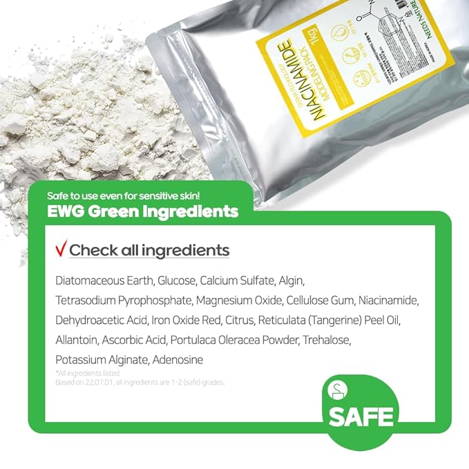NEEDS NATURE Niacinamide Modeling Mask – Korean Peel-Off Rubber Mask for Face Care, Hydrating & Pore-Refining Powder Pack, 1000g Spa Facial Kit with Tools
