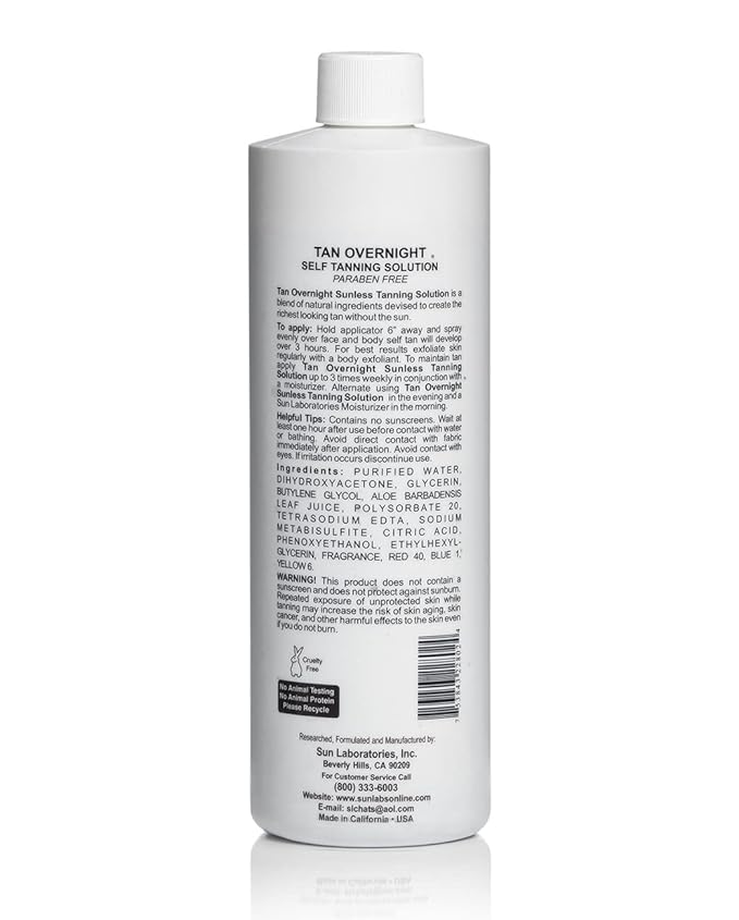 Sun Laboratories By Giesee Tan Overnight Spray Tan Solution 16 oz - Professional Tanning Spray, Sunless Tanner, Spray Tan, Self Tanner Lotion, Face Tan Spray, Non Toxic Spray Tan