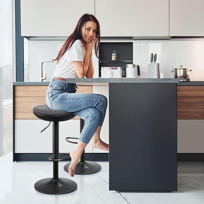 IWMH Standing Desk Stool, Ergonomic Adjustable Height Office Chair, Round 360° Swivel Sit Perching Stool Without Backrest for Bedroom, Kitchen, Living Room (Grey*2)