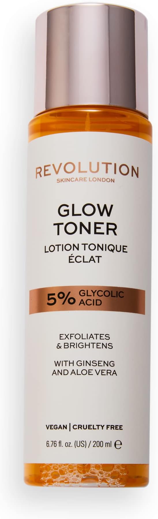 Revolution Skincare 5% Glycolic Acid Toner, Tightens Pores, Vegan & Cruelty-Free, 6.67fl.oz/ 200ml