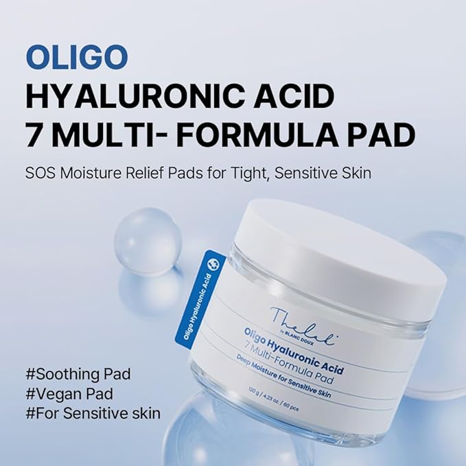 Oligo Hyaluronic Acid 7 Multi Formula Pads 120g - Deep Moisture, Calming Care, Soft Cotton Pads, Ideal for All Skin Types, Korean Skin Care (60 Units)