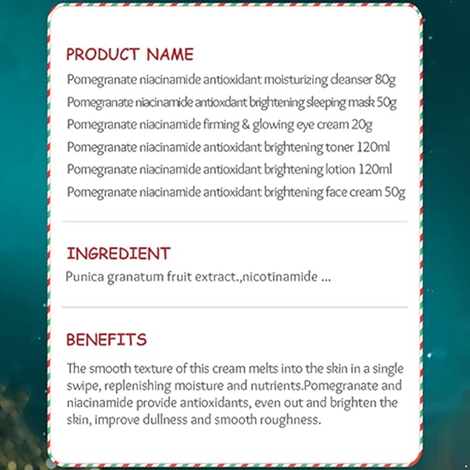TiaoBug Seasonal Skincare Gift Box for Women and Men Includes Nourishing Toner Moisturizing Lotion and Revitalizing Eye Cream Pomegranate One Size
