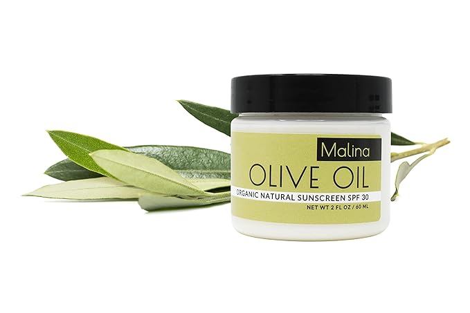 Malina™ Organic Olive Oil Natural Sunscreen | SPF 30+ | Nontoxic | Baby-Safe | Reef-Safe | No Preservatives | No Synthetic Fragrance (2 Fl Oz)