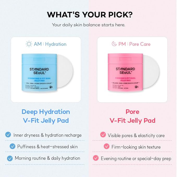 Hydrating V-Fit Dual Jelly Toner Pads, Deep Hydration & De-Puffing, Dual-Sided Cooling 2-in-1 Toner Pack and Wipe Pads with Hyaluronic Acid, Ceramides and Panthenol, 60 Pads