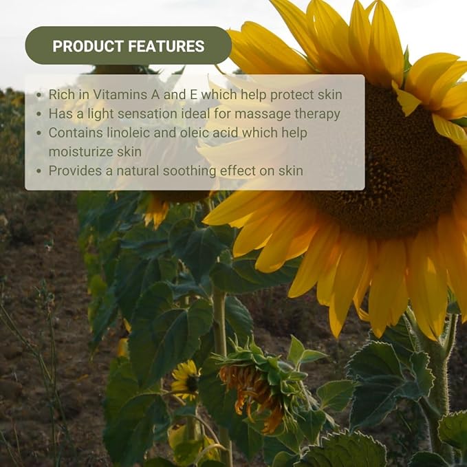 Sunflower Carrier Oil (4Gal) - Direct from EIR Oils' Farmland in the Sunny Fields of Spain - 100% Pure Carrier Oil for Hair, Face, and Skin