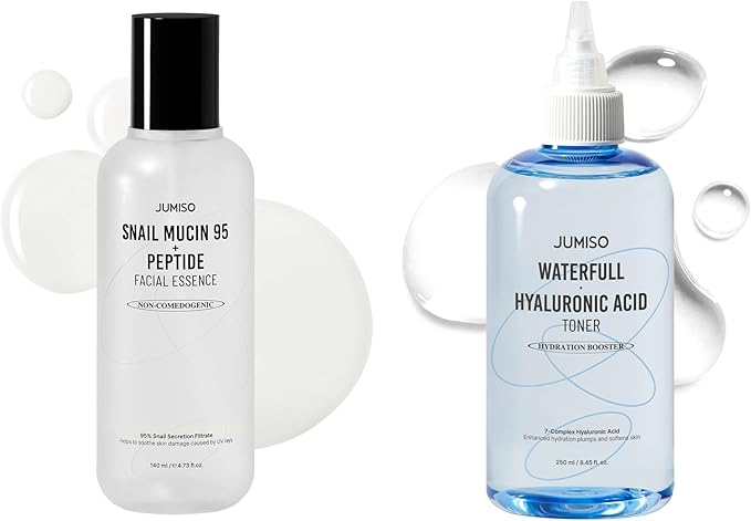 Jumiso Snail Mucin 95 + Peptide Facial Essence, 4.73 fl oz (140 ml) + Jumiso Waterfull Hyaluronic Toner 250ml Bundle