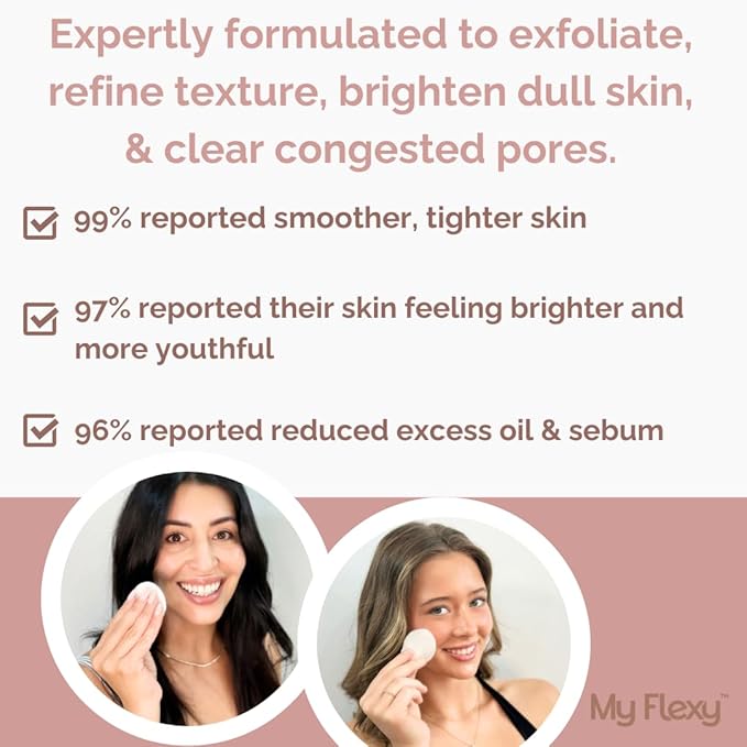 Multi Acid Toner Pads, Exfoliating Face Pads with Glycolic, Lactic, Mandelic, Kojic, & Salicylic Acid. Skin Pore Reducing, Toning, Resurfacing Facial Treatment for Wrinkles & Dull skin-50 Count