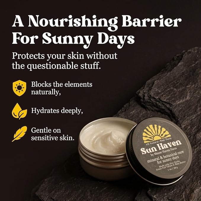 Sun Haven Mineral & Botanical Care for Sunny Days - Natural Protection | Non-Nano Zinc, Grass-Fed Tallow, Shea Butter & Botanicals | Reef-Safe, Non-Toxic, Family Friendly