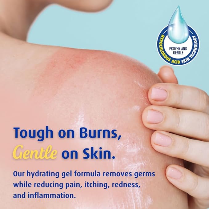 Solarcaine Advanced Cooling Hydrogel with Hypochlorous Acid, 6 oz Gel – Cooling After-Sun & Burn Gel | Soothes Discomfort, Itch & Redness – Sting-Free, Alcohol-Free, For Body & Face