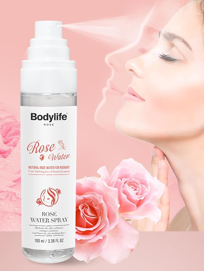 Rose Water Spray for Face Made Without Dyes or Alcohol,Refreshing Facial Mist for Glowing Skin with Rose, All Skin Types 3.38 fl oz