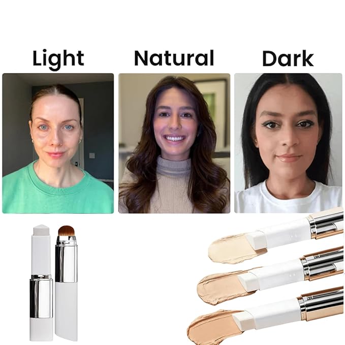 2 in 1 Color-Changing Foundation Stick with Brush, Korean Color-Changing Foundation Stick, 2 in 1 Foundation Sticks with Brush (Ivory)
