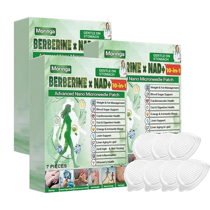 Moringa Patch,New Professional Moringa 10-in-1 Nano Microdarts Patch,New berberine patches,Natural Body Patchs for Women and Men,Suitable for All Skin Types (3 boxes)